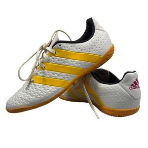 Adidas Ace 16.4 Indoor Soccer Shoes Boys 5 White‎ Yellow Cleats